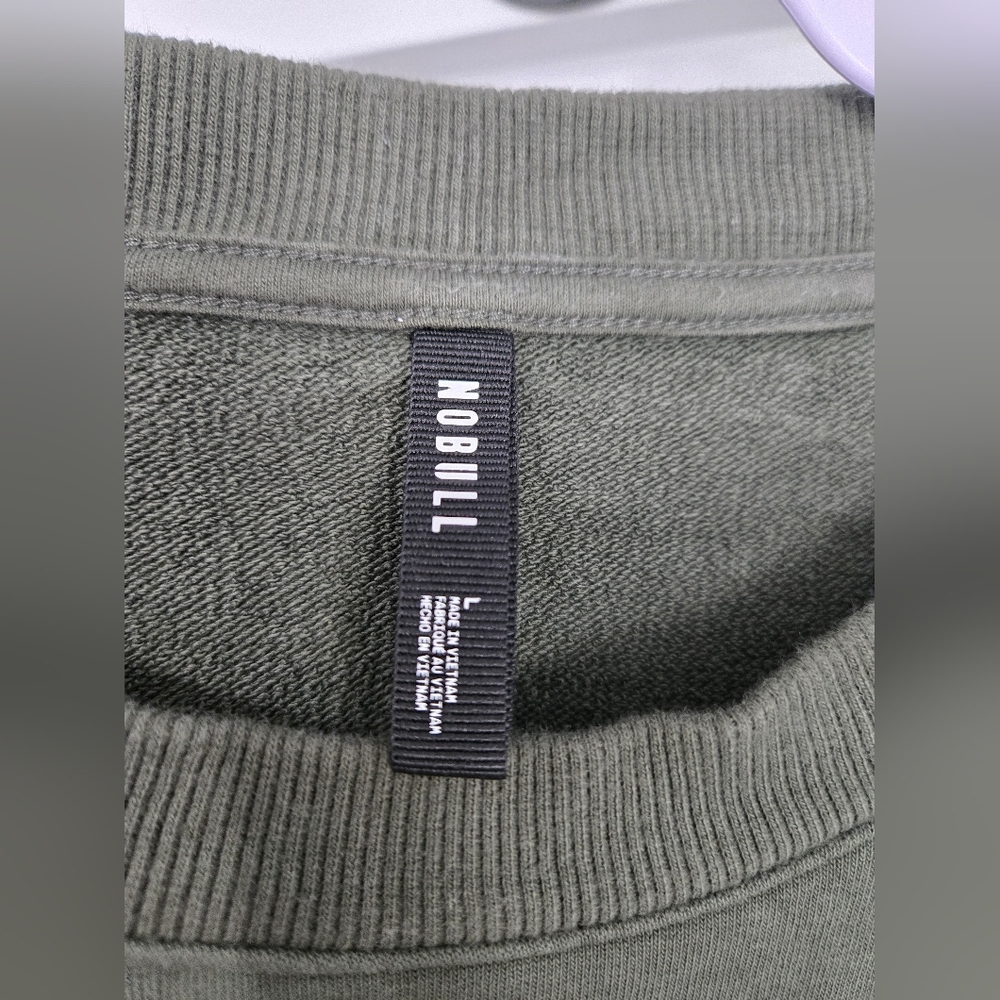 NoBull Mens Size Large Crew Sweatshirt Pullover Dark Army Green - Picture 2 of 3